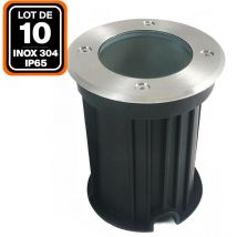 Europalamp - Lot 10 Spots Encastrable de Sol Rond Inox 304 Exterieur IP65 GU10