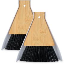 Relaxdays - Lot avec balai pour table, set de 2, balayette & mini pelle, pour cuisine & camping, à accrocher, blanc - noir