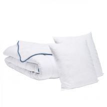 Bleu Calin - Pack 2 personnes Couette tempérée 240x260cm + 2 Oreillers 60x60cm