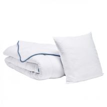 Bleu Calin - Pack 1 personne Couette tempérée 140x200cm + 1 Oreiller 60x60cm