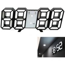 Longziming - Horloge Murale Digitale led 3D Petit Réveil 12/24 Heure Temperature Date Affichage Temps Mémoire Fonction Snooze Veilleuse Luminosité