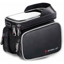 Trimec - Lot de 1, sacoche de cadre de vélo, sacoche de cadre pour téléphones portables jusqu'à 6,2', pour vtt, cyclotourisme (gris)