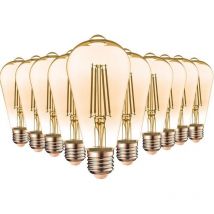 Eclairage Design - Lot de 10 ampoules led E27 7W ST64 2200 k Type Edison Température de Couleur: Blanc chaud 2200K