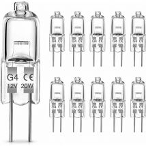 Redroad - Lot de 10 Ampoules Halogènes G4, 20W Ampoule G4, Lampe de Base à Broche Halogène 12V, Blanc Chaud 2700K,, 300LM, Lampe Halogène Basse
