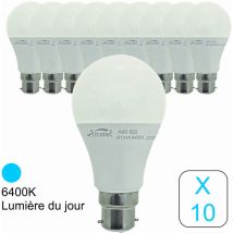 Lot de 10 ampoules LED B22 standard 7,4W 650Lm 6400K - garantie 2 ans