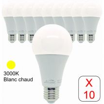 Arcotec - Lot de 10 ampoules led E27 standard 15,3W 1521Lm 3000K - garantie 2 ans