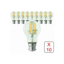 Lot de 10 ampoules LED filament B22 6W 750Lm 2700K - garantie 2 ans