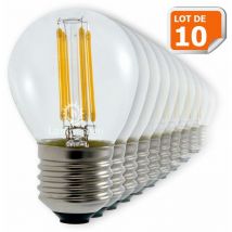 Lampesecoenergie - Lot de 10 Ampoules Led Filament Culot E27 4 Watt (éq 42 watts) Blanc Chaud