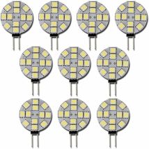 Largeight - Lot de 10 Ampoules led G4 dc 12V Non Dimmables Blanc 6000K Remplacement pour Ampoules Halogènes 20W pour Cuisine Camping-Car rv Remorque