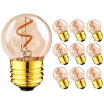 Lot de 10 Ampoules led Gradables - Style Industriel Rétro G40, Lumière Douce 220V, Lumière Jaune Chaud 2W E27