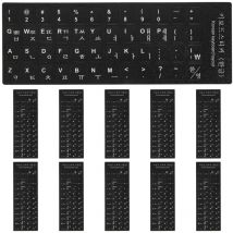 Feiyue - Lot de 10 autocollants pour clavier, fond noir avec lettrage blanc