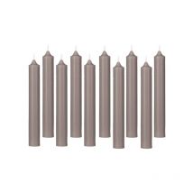 Lot de 10 Bougies Bâton 'Hugo' 16cm Taupe