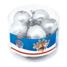 Lot de 10 boules de Noël argentées 6cm - Pat Patrouille