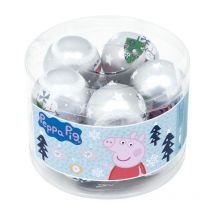 Lot de 10 boules de Noël argentées 6cm - Peppa Pig