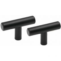 Lot de 10 Bouton de Meuble Porte t Bar Baton Tiroirs, Bouton en Acier Inoxydable Porte Placard Chambre Cuisine Meubles Noir - Bouton en t - 50mm Noir