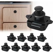 Lot de 10 Bouton Poussoir Verrou Armoire Loquet Sans Clé, Loquet à Bouton Poussoir Ajustement 15-18mm épaisseur Bateau Van Yacht
