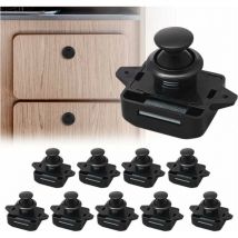 Lot de 10 Bouton Poussoir Verrou Armoire Loquet Sans Clé, Loquet à Bouton Poussoir Ajustement 15-18mm épaisseur Bateau Van Yacht