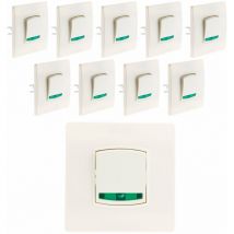 Zenitech - Lot de 10 boutons poussoir voyant borne-auto vis + griffes Blanc - Diwone