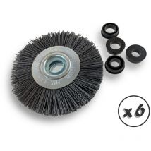 Kibros - Lot de 6 brosses circulaires nylon Abrasif ø 125 mm Epaisseur 2 rangs Carbure de silicium Grain 120 Alésage 16 mm Touret meuleuse ponceuse
