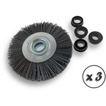 Lot de 3 brosses circulaires NYLON Abrasif Ø 125 mm Epaisseur 2 rangs Carbure de silicium Grain 120 Alésage 16 mm Touret meuleuse ponceuse Brossage