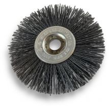 Brosse circulaire nylon Abrasif ø 125 mm Epaisseur 1 rang Carbure de silicium Grain 120 Alésage 16 mm Touret meuleuse ponceuse Brossage décapage