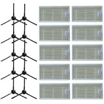 Lot de 10 brosses latérales + 10 filtres hepa pour aspirateur robot Lidl SilverCrest ssr 3000 A1