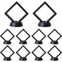 Lntyq Lot de 10 cadres flottants 3D transparents pour présentoirs, vitrines flottantes, présentoirs suspendus, cadre de vitrine avec supports pour