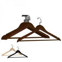 Lot de 10 cintres 44.5 cm pour vêtements adulte premium + avec crochet pivotant à 360° - Bois foncé - Vivezen