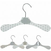 Lot de 10 cintres en bois 28 cm pour bébé, enfant avec crochet pivotant - Cintre blanc à pois gris - Nuage gris - Monsieur Bébé