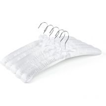 Lot de 10 cintres extra longs en satin blanc, 38cm, cintres en soie douce pour les t-shirts, chemises, manteaux et pulls de mariage.