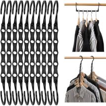 Lot de 10 Cintres Magiques Organisateur de Cintre Garde-Robe Rangement pour Vêtements Gain de Place dans Les Placard Noir
