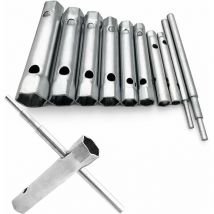 Basetbl - Lot de 10 Clés Tubulaires 6 à 22 mm, Clés à Tubes, Clés à Bougie pour Visser la Bougie, Démontage/Montage de Robinetterie et Mitigeurs,
