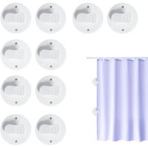 Lot de 10 clips de rideau de douche auto-adhésifs, accessoires de salle de bain, clips de rideau anti-éclaboussures, pinces à rideau - Lntyq