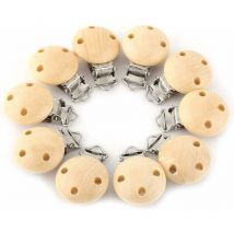 Fei Yu - Lot de 10 clips pour tétine - En bois de qualité supérieure - Sans substances nocives - Pour bébé - En métal et bois
