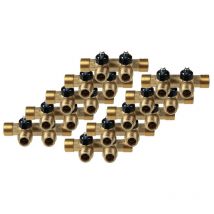 Arcanaute - Lot de 10 Collecteurs mini-vanne m/f 3/4 (20/27) - 1/2 (15/21) - 2 piquages m 1/2 (15/21)