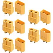 Lot de 10 connecteurs XT60, connecteurs de batterie XT60, prise de connecteur de batterie XT60 pour véhicule jouet à batterie rc, 5 connecteurs mâles