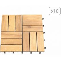 Beau Rivage - Lot de 10 dalles bois d'acacia format mosaïque finition huilée