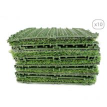 Lot de 10 dalles de gazon 30x30 cm vert