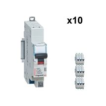 Lot de 10 Disjoncteurs DNX3 4500 - auto/auto - U+N 230V 20A - 4,5kA - courbe C - 1 mod (406784)