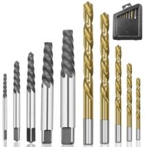 Tigrezy - Lot de 10 extracteurs de vis à gauche cobalt avec botier métallique Doré,Extracteur de vis à tête cassée