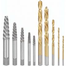 Roleader - Lot de 10 extracteurs de vis avec forets en cobalt, tourne a gauche extracteur métal, jeu de Forets à Gauche pour vis Endommagées, Forets