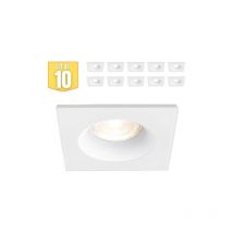 Braytron - Lot de 10 Fixations spots Tetra-D, carré, blanc, fixe, longueur et largeur 89mm, aluminium