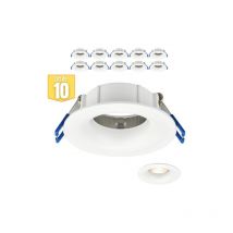 Lot de 10 Fixations spots BRAYTRON Tetra-D, rond, blanc, fixe, diamètre 88mm, aluminium