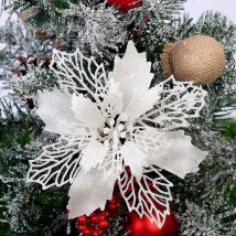 Lot de 10 fleurs artificielles pour sapin de Noël, décorations pour sapin de Noël, ensemble de décorations de Noël, fleurs artificielles de Noël à