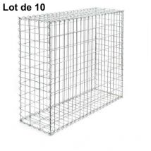 Le Poisson Qui Jardine - Lot de 10 Gabions En Métal Galvanisé, Robuste, Résistant, 100 x 100 x 30 cm - Acier
