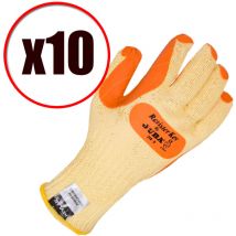 Lot de 10 paires de gants de travail latex vulcanisé anti coupure Resister EN388