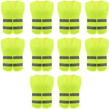 Yzmrbdqc - Lot de 10 gilets de sécurité haute visibilité pour travaux de circulation, course à pied, arpenteur et garde de sécurité – Gilet de