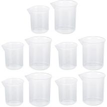 Lot de 10 gobelets doseurs en polypropylène 100 ml 50 ml, gobelets doseurs en polypropylène, gobelets gradués en verre pp, articles de laboratoire en