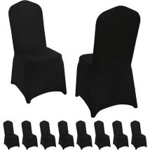 Lot de 10 Housses de Chaise Noires en élasthanne Extensible de Mariage pour Salle à Manger, Housses de Chaise universs pour Mariage, événement,