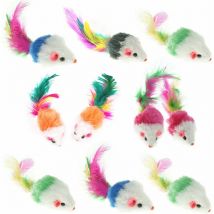 Lot de 10 jouets à fourrure Souris pour chat animal de compagnie(Couleur aléatoire)-Fei Yu